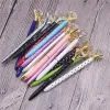 Stylos 100 pcs Big Diamond Crystal Pen Gem Ballpoint Pens Ring Wedding Metal Ballpen Kawaii Magical Pen Fashion School Office Supplies