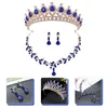 Necklace Earrings Set Crown Crowns For Women Bridal Tiara Wedding Kit Jewelry Bride Tiaras Rhinestones Suits
