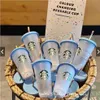 Wiederverwendbare 5 PCs Starbucks Tumbler Farbwechseln Starbucks Tumbler Original Starbucks Cups PP Food Grade 24oz700ml mit Stroh H11228E