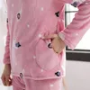 Home Clothing 2024 Winter Thick Warm Flannel Pajamas Sets For Women Long Sleeve Coral Velvet Pyjama Girls Cute Animal Print Sleepwear