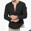 Herren-T-Shirts Herren T-Shirts 2023 Winter Langarm Hemd Freizeit Tropische Baumwollwäsche Tiefe V-Ausschnitt IHRE GROSE T-Shirt Dr. DHGBF