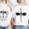 女性のTシャツBasgiath War College Tシャツダブルサイドプリント4番目の翼TシャツドラゴンライダーダークアカデミアTシャツコットンショートSLVEトップT240412