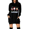 Lässige Kleider Frauen Mode Weihnachten gedruckt lang Ärmeln Hoodie Style Kleid Vestidos Para Mujer Sommer