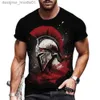 Herren Hoodies Sweatshirts Retro Herren Kurzarm T-Shirt Spartan Knight 3D Printed Graphic Daily Street Sommer Übergroßes Top T-Shirt C240412