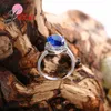 Cluster anneaux 925 Silver Sterling pour accessoire de fiançailles de mariage Femmes Blue Autrichie Crystal Ring avec bague de zircon cube Femme