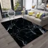 Lyxig svartgrön guldfärg marmor 3D mattan