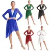 Sahne Giyim Kadın Modern Lirik Dans Elbisesi Şekil Ballet Jimnastik Performans Kostümü Uzun Kollu Sapaklar Sınavarlar Dans Giysileri