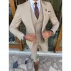 Mode männlicher Anzug schlanker Fit Revers Elegant Formal 3 Stücke Hochzeit Smoking Blazervestants Kostüm Homme 240412