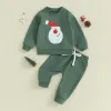 Byxor mababy 3m3y jul nyfödda spädbarn småbarn baby flicka pojke kläder set hjort broderi tröja byxor kläder xmas kostymer