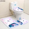 Duş Perdeleri Romantik Kelebek Tuvalet Kapak Banyo Paspasları Halılar Dolphin ile Dayanıklı Banyo Perdesi Seti Anti-kayma halı