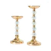 Vasos Vasos de miçangas de acrílico europeias rack de flor vaso de metal dourado para festa de casamento mesa de casal home el decoração stand