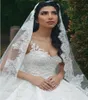 Pizzo bordato 3 metri lunghi uno strato velo da sposa cappella lunghezza vele da sposa avorio bianco con pettine veu de noviva lungo velo da sposa cp1378877