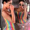 Seksowne kobiety Fishnet ukryć Rainbow Hollow Out Bodycon Dress bez bikini wakacyjna odzież plażowa damskie stroje kąpielowe CT001