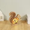 LED Night Light Creative Wood Owl Squirrel Ornament Crafts Harvest Festival Party Decor Wood Carving Glowing Home Ornament