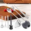 Ensembles de vaisselle Forks Spoons Case d'argenterie Guitars Ustensiles de voyage en bois Scoop en acier inoxydable