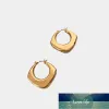 2024 new Vintage Gold Jewelry Tarnish Free 316L Stainless Steel 18k Gold Plated Bold Geometric Trapezoid Oval Square Design Hoop Earring Factory price expert desigw