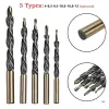 Adım Matkap Bitleri Yüksek Hızlı Çelik Bit, Ahşap Plastik Metal Alüminyum Delmek İçin 8-4/9-5/10-5/10-6/12-8mm Ahşap İşleme Aracı