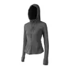 Kvinnor Yoga huvajacka Lu-46 Långa ärmar outfit Solid Color Sports Coat Shaping midje Sweatshirt Fitness Löst sportkläder för Lady