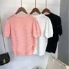 2022SS NY DESIGNER WOMENS Sweater T Shirt High-End genomskinlig spets sexiga kvinnor hoody hoodie top long shorts hylsa 2 3 färger modesvattrar