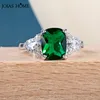 Cluster Rings Joiashome Luxury Emerald Green Color Gemstone Ring for Women Silver 925 Jewelry Charm Wedding Engagement Fine Trendy