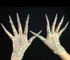 Fingerless Gloves Luxurious AB Rhinestones Pearls Plus Length Nails Gloves Women Fashion Drag Queen Outfit Nightclub Stage Perform2527068