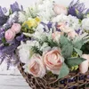 Dekorativa blommor 32 cm konstgjorda lulian bär dianthus caryophyllus bukett hortensia vintage falsk blomma hem bröllop dekoration