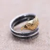 Vintage Opening Gold Color Eagle Head Feather Ring For Men Women Steampunk Retro 925 Sterling Silver Animal Jewelry240412