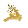 4pcs Gold Silver Deer Sonnets de serviette de Noël porte-anneaux de renne