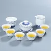 Ensembles de thé en porcelaine blanche en porcelaine complète Lotus Pattern Bow Bow Office Home Office