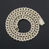 Partihandel Hip Hop Curb Link Men Necklace Iced Out Cuban Chain Sier and Gold in Stock