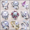 Schmuckeinstellungen Neue Stile Perle Ringe Zirkon Ring 925 Sier für Frauen Mädchen verstellbar leere diy Geschenk Drop Lieferung Dhgarden DHSWK
