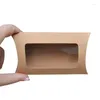 Geschenkwikkeling Creative Pillow Cookie Candy Box Kraft Paper met venster voor verjaardag trouwfeestjes benodigdheden