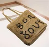 2024 New Letter Woven Bag Single Shoulder Beach Grass Woven Bag Simple and Elegant 240412