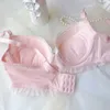 Sexy lolita borduurwerkbeha's en panty set tweekleurig dunne cup college stijl student meisje schattig push-up bh-ondergoed beha set