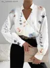 Women's Blouses Shirts Autumn Women Sexy V Neck Long Slve Shirt Top Fashion Floral Printing Blouse Tops 2023 Elegant Casual Office Lady Blouses 1 T240415