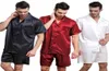 Herren Seiden Satin Pyjamas Pyjamas PJS Kurzer Set Niederleger Loungewear SMLXL2XL3XL4XL PLUS 2109189654346