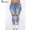 Women's Jeans 2024 Autumn Fashion High Waist Mom Female Ripped For Women Blue Denim Skinny Woman Pencil Pants