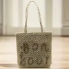 2024 New Letter Woven Bag Single Shoulder Beach Grass Woven Bag Simple and Elegant 240412