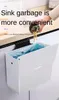 Decorative Figurines Zq Trash Can Household With Lid Kitchen Hanging Covered Waste Wall Flip Cabinet Door Bedroom Garbage Bin