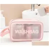 Cosmetic Bags Translucent Frosted Bag Portable Large Capacity Zipper Toiletry Pouch Waterproof Makeup Organizer Storage Package Drop D Dhraf