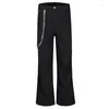 Pantalon de pantalon pour hommes High Street Wear Portez une fermeture à glissière Grande Machete de poche Brand de mode décontracté largeur large jambe pure Black Mop Black pour hommes