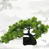 Decorative Flowers Artificial Bonsai Pine Tree Simulation Potted Plants Desktop Display For Bookshelf Living Room Windowsill Decoration