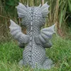 Resin Dragon Médite Statue Courtyard Dragon Sculpture Dinosaur Forme Statue Outdoor Yard Decoration Decoration Miniature Articles 240409