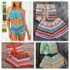 Women's Swimwear 5sets Bulk Items Wholesale Lots Bikinis Set Women Summer Knitted Beach Swimwears Sexy Strapless Shorts Swimsuits Y2k