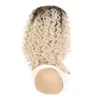 Jeedou synthétique courte coiffure bouclée perruque en vrac de profondeur du peluche profonde brun noir mélange de couleurs de couleur pour les femmes