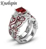 European Square Crystal Women Betrokkenheid trouwring PurploredBluegreen Gems Email Sets Ring voor jubileumfeestje sieraden5450758