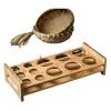 6 Holes Wooden Glass Holder Display Rack Bar Wine Drinks Cup Storage bamboo Carrier Flight Tasting Serving Tray Kitchen Tools