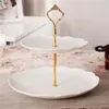 Plates 2 Tier Cake Stand Afternoon Tea Wedding Party Tableware Bakeware Ceramic Plate Dessert Fruit Decorating Tools