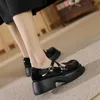 Casual Shoes Large Size 33-43 Patent Leather 2024 Thick Bottom Black Women Summer 5cm Heels