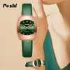 Нарученные часы Poshi Оригинальные Quartz Watch for Women Fashion Casual Ladies Нависные часы Кожаные ремешки женские часы подарок подарки Para Mujer
